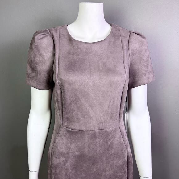 Calvin Klein dress size 10 faux suede NWT mocha brown office work longline suit - Picture 4 of 11